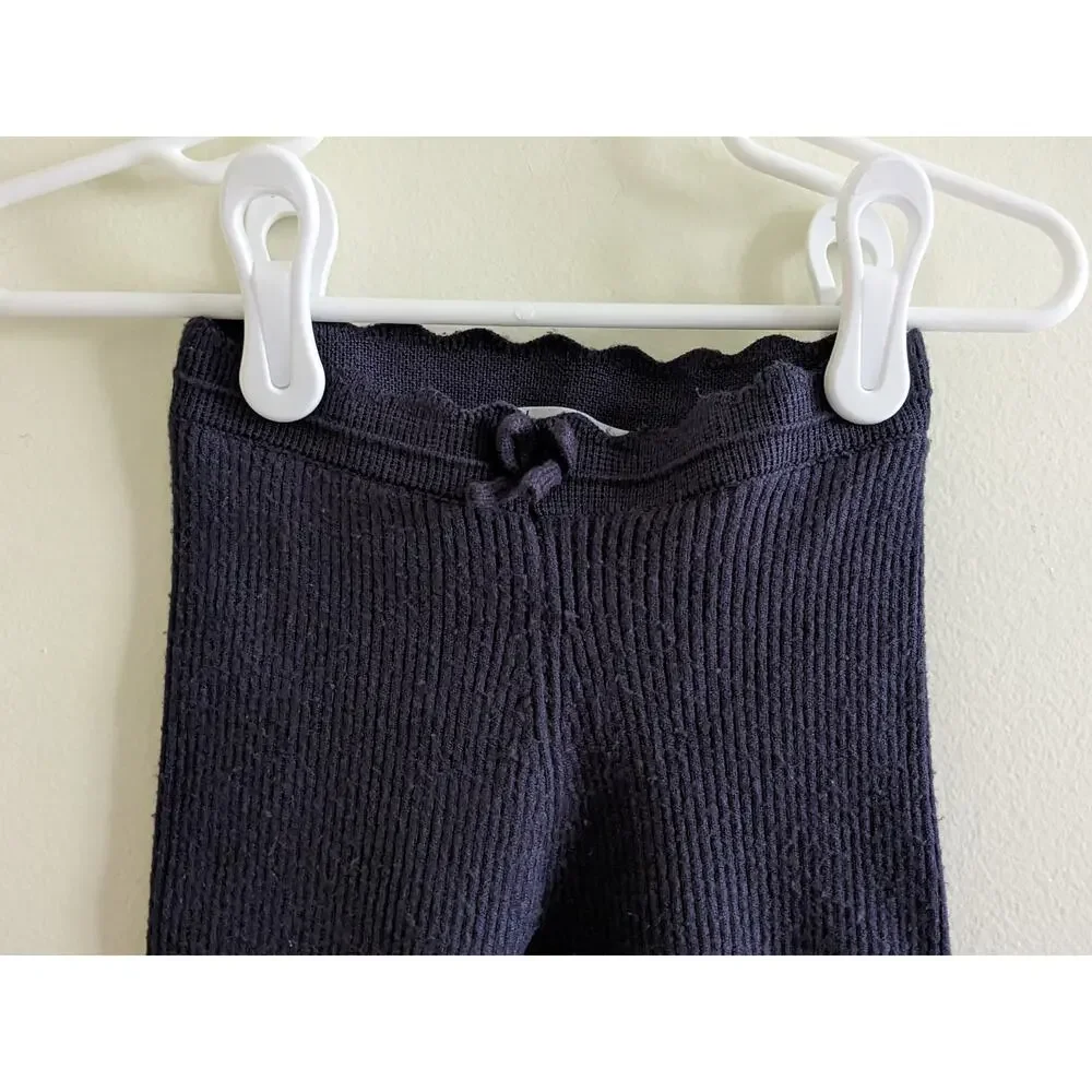 Zara Scalloped Rib Knit Navy Leggings Size 9/12m Deep Blue PLAY CONDITION